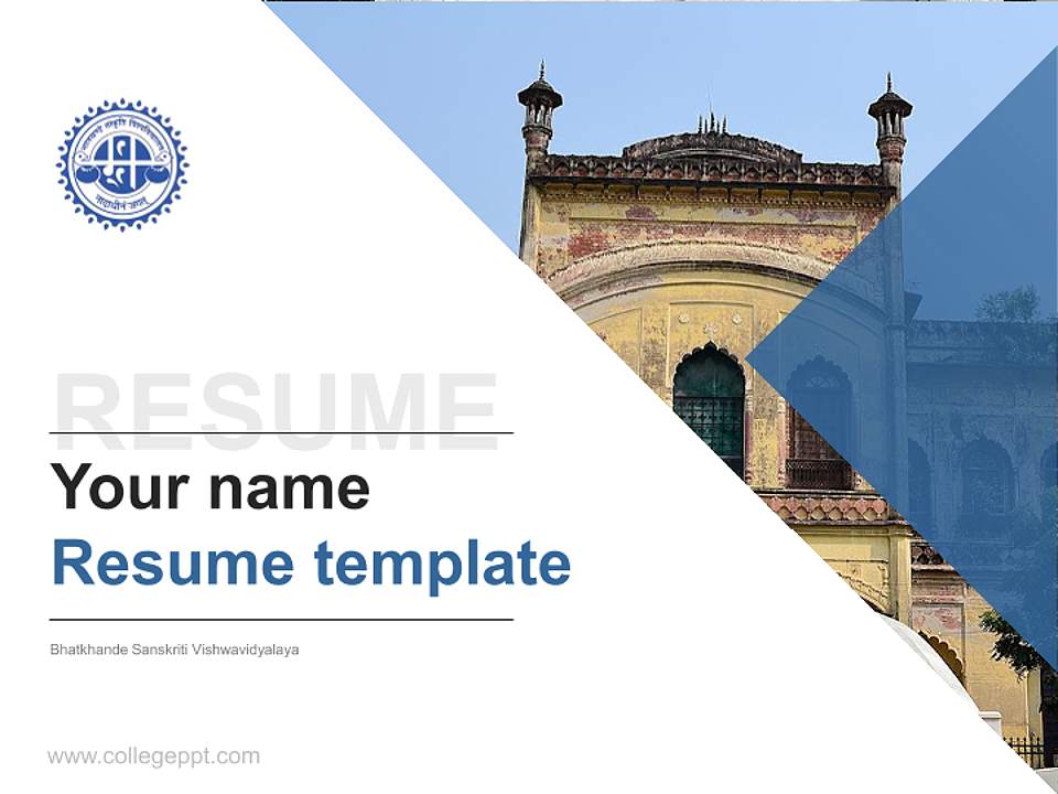 Bhatkhande Sanskriti Vishwavidyalaya Resume PPT Template4:3 ratio PPT effect preview image5