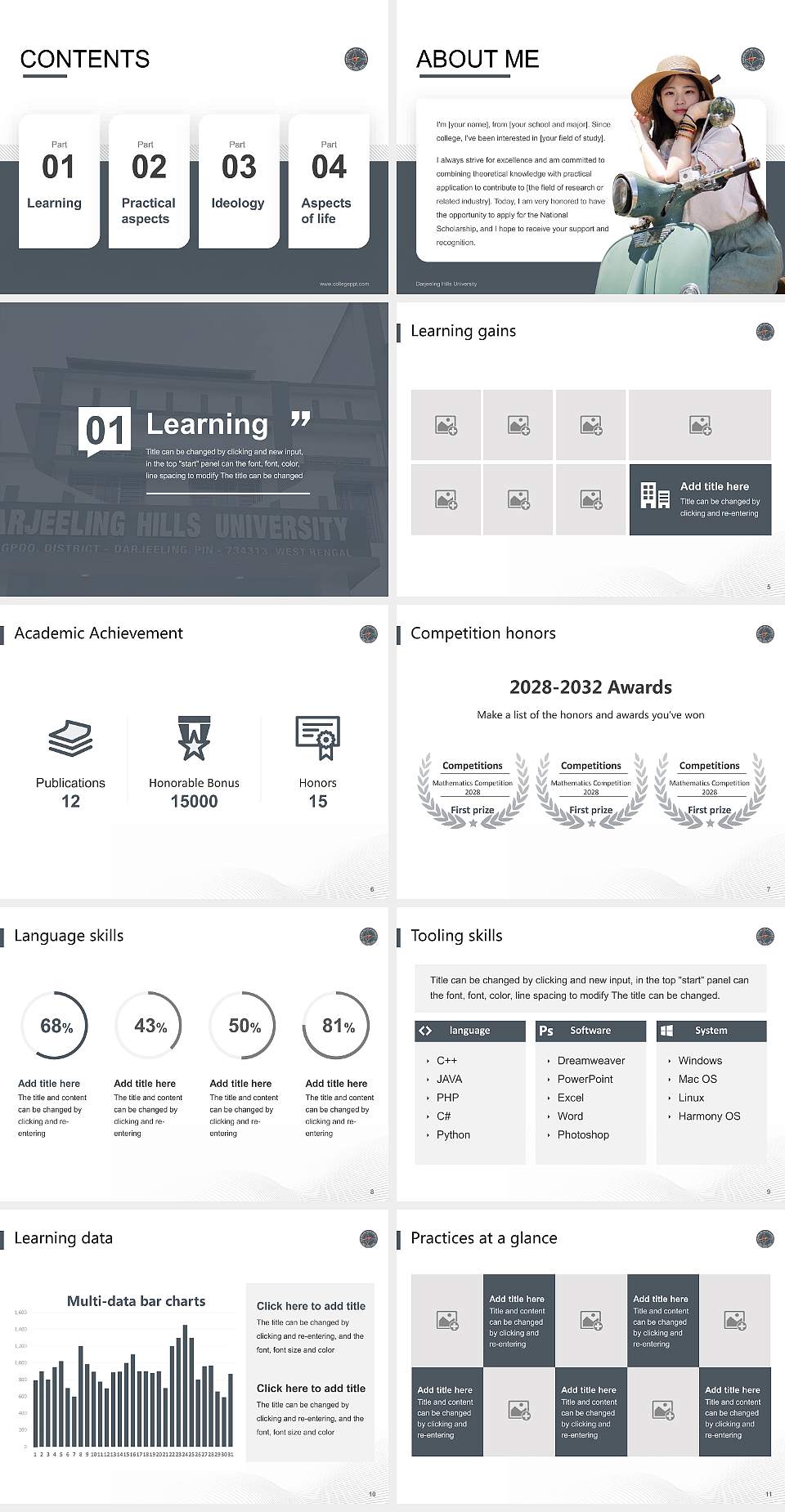 Darjeeling Hills University National Scholarship Defense PPT Template4:3 ratio PPT effect preview image2