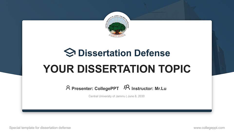 Central University of Jammu Graduation Thesis Defense PPT Template16:9 ratio PPT effect preview image