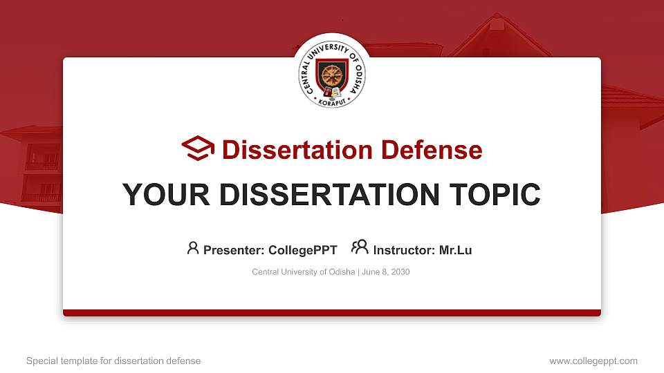 Central University of Odisha Graduation Thesis Defense PPT Template16:9 ratio PPT effect preview image