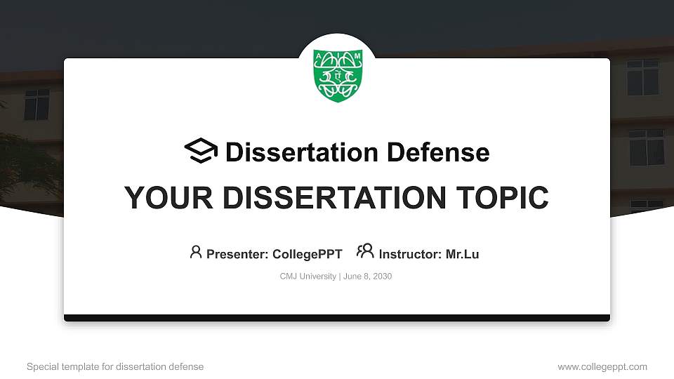 CMJ University Graduation Thesis Defense PPT Template16:9 ratio PPT effect preview image