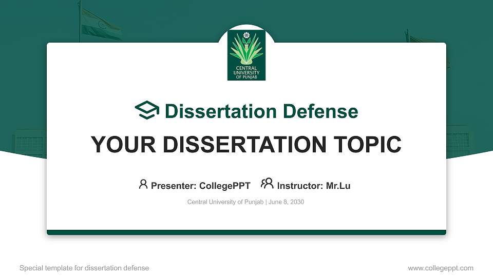 Central University of Punjab Graduation Thesis Defense PPT Template16:9 ratio PPT effect preview image