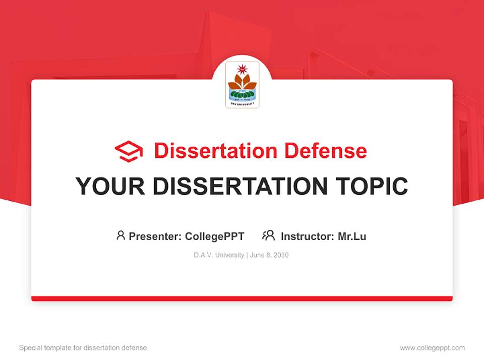 D.A.V. University Graduation Thesis Defense PPT Template4:3 ratio PPT effect preview image7