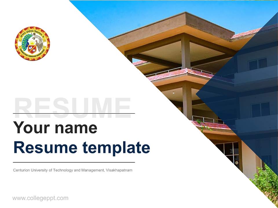 Centurion University of Technology and Management, Visakhapatnam Resume PPT Template4:3 ratio PPT effect preview image5