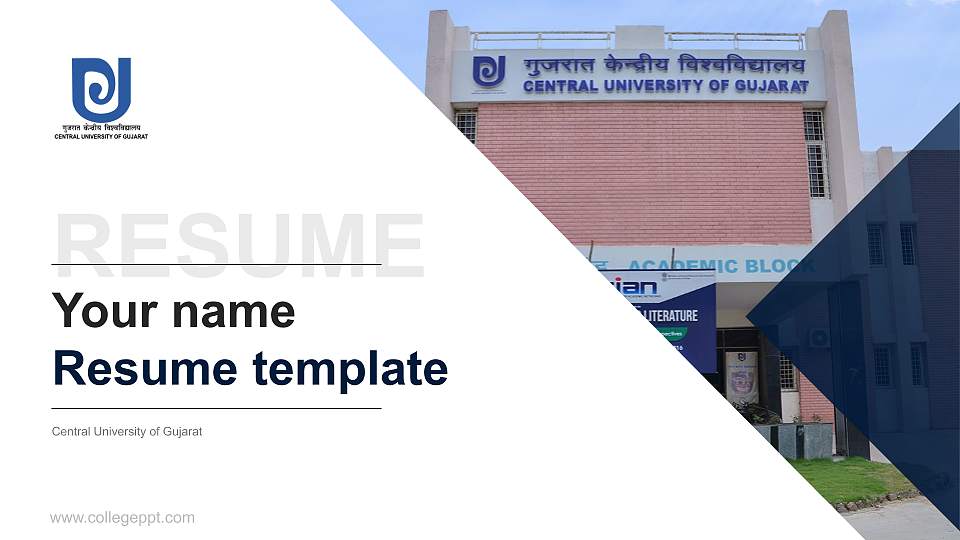 Central University of Gujarat Resume PPT Template16:9 ratio PPT effect preview image