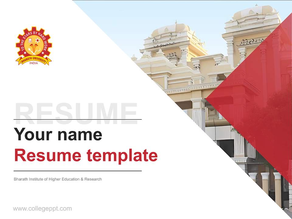 Bharath Institute of Higher Education & Research Resume PPT Template4:3 ratio PPT effect preview image5