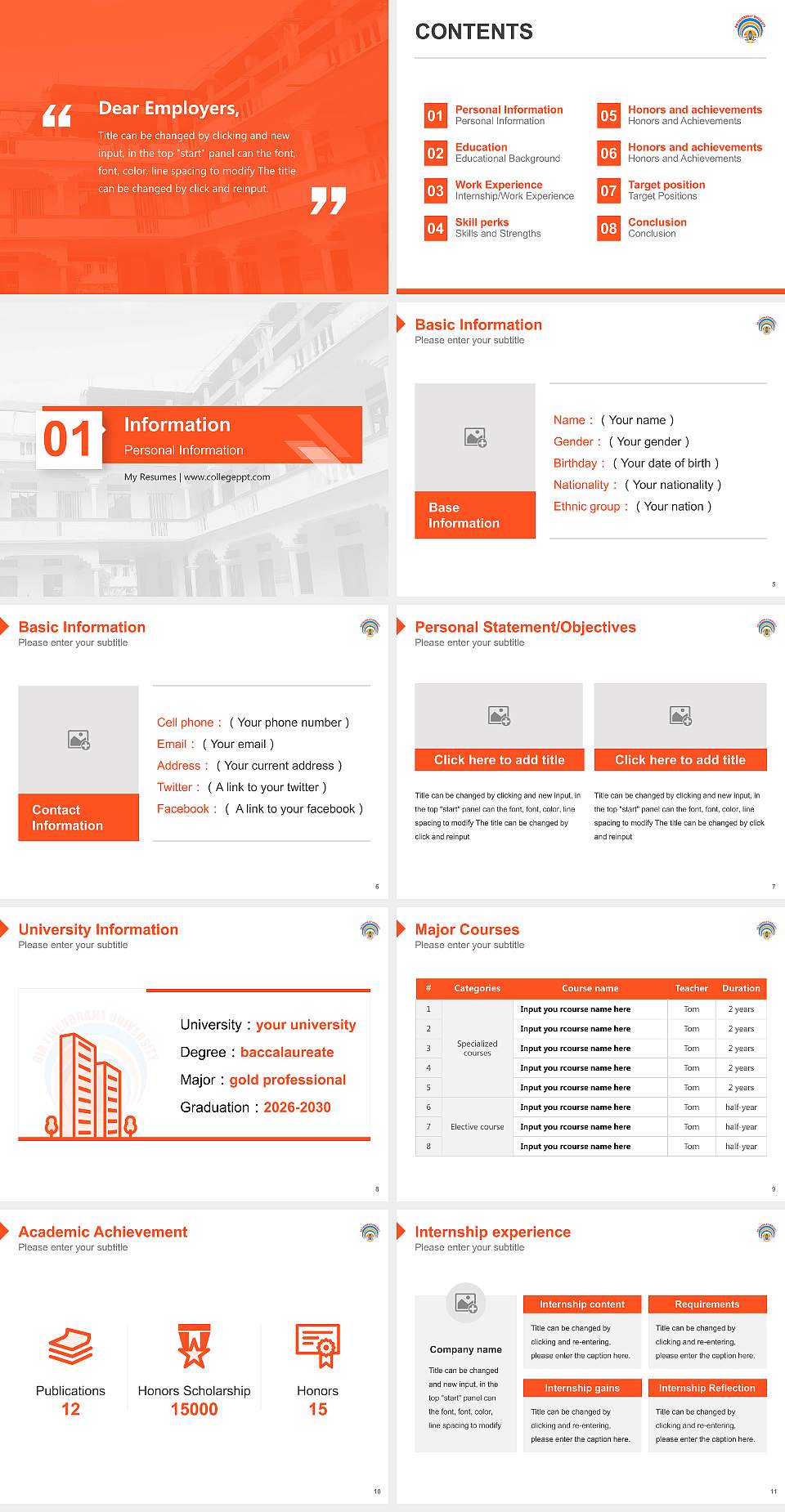 Bir Tikendrajit University Resume PPT Template4:3 ratio PPT effect preview image2