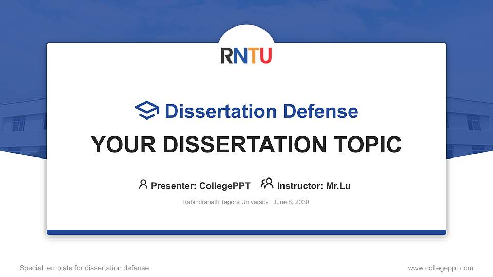 Rabindranath Tagore University Graduation Thesis Defense PPT Template16:9 ratio PPT effect preview image