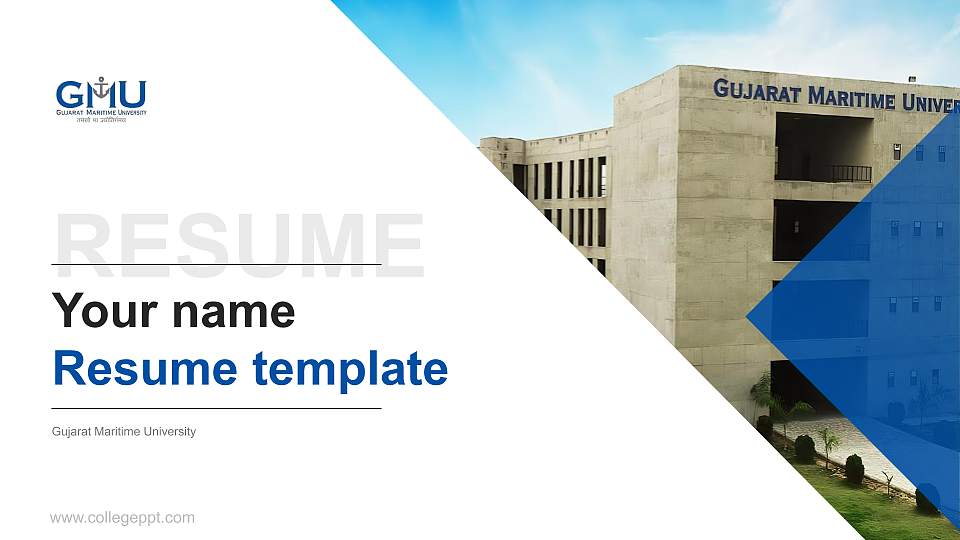 Gujarat Maritime University Resume PPT Template16:9 ratio PPT effect preview image