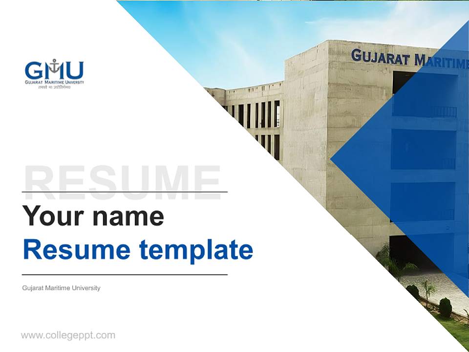Gujarat Maritime University Resume PPT Template4:3 ratio PPT effect preview image5