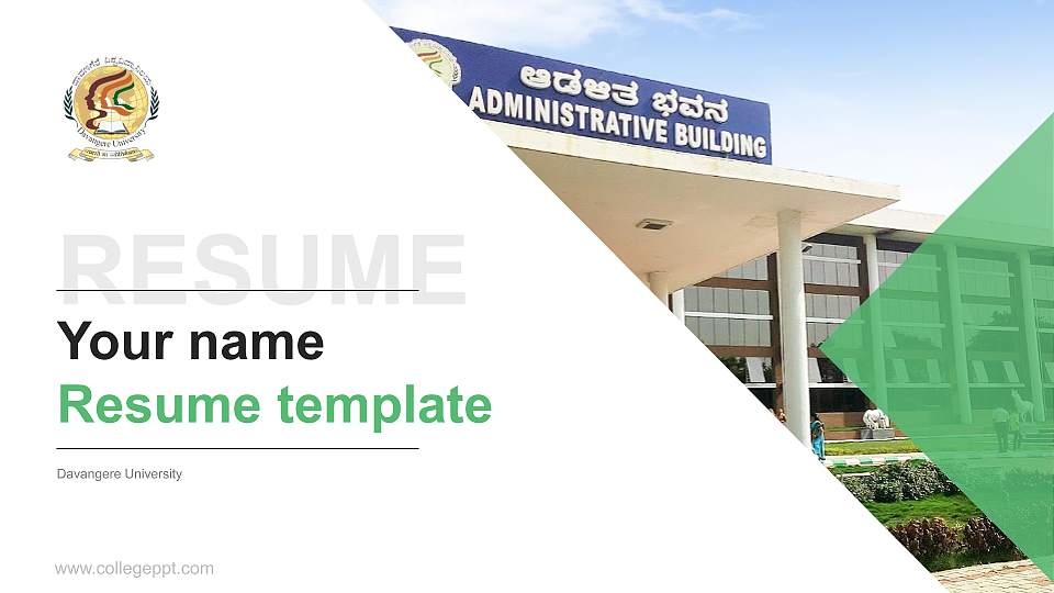 Davangere University Resume PPT Template16:9 ratio PPT effect preview image