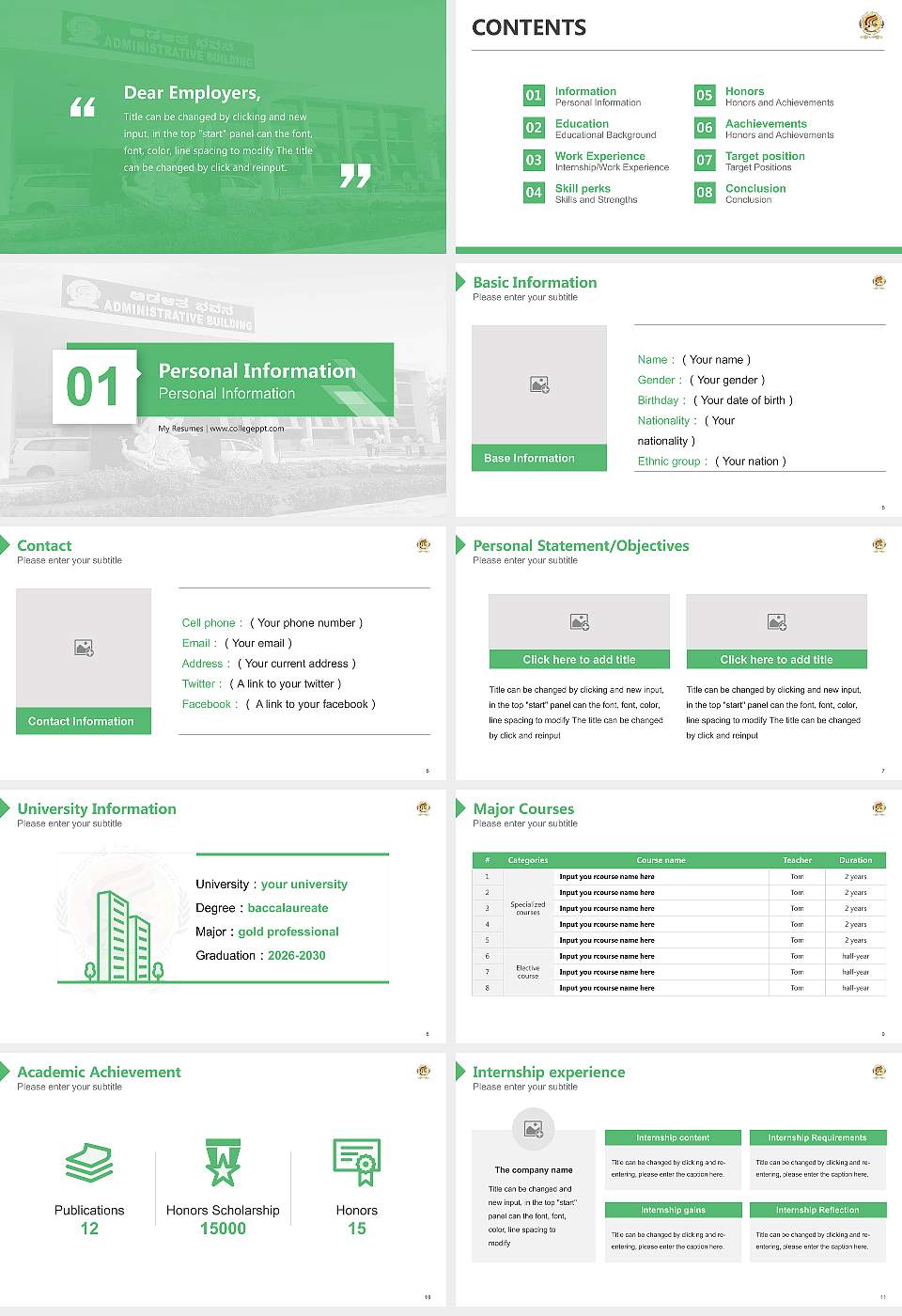 Davangere University Resume PPT Template16:9 ratio PPT effect preview image2