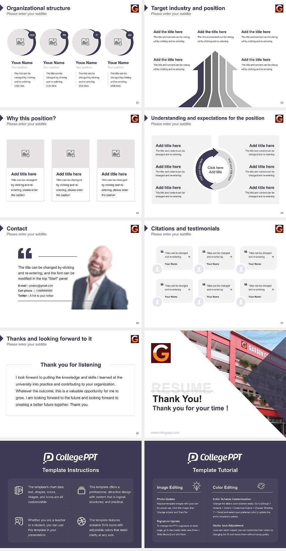 Garden City University Resume PPT Template4:3 ratio PPT effect preview image4