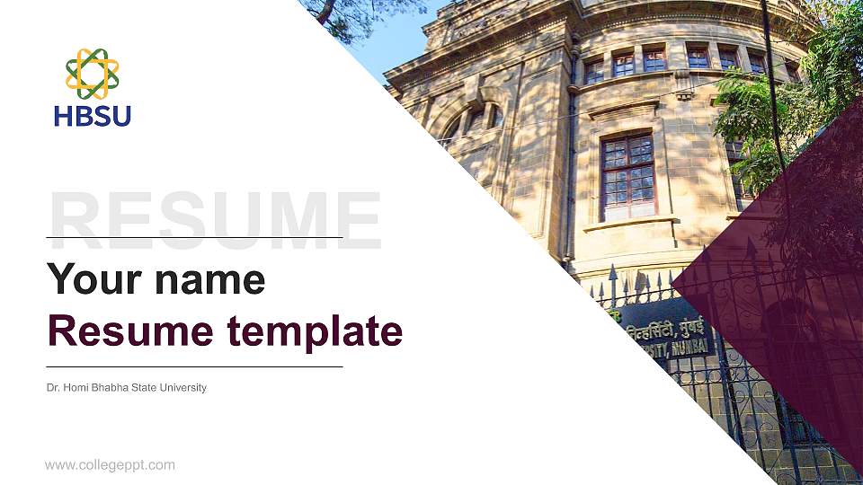 Dr. Homi Bhabha State University Resume PPT Template16:9 ratio PPT effect preview image
