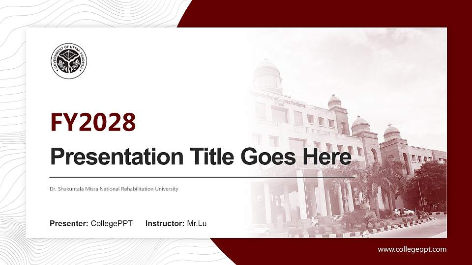 Dr. Shakuntala Misra National Rehabilitation University Academic Presentation/Research Findings Report PPT Template16:9 ratio PPT effect preview image