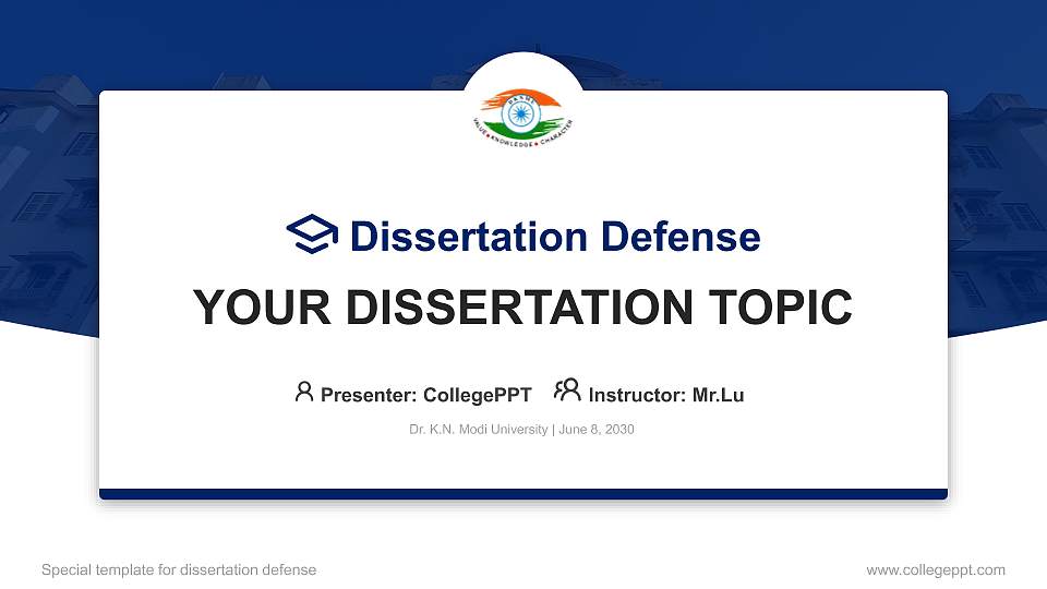 Dr. K.N. Modi University Graduation Thesis Defense PPT Template16:9 ratio PPT effect preview image