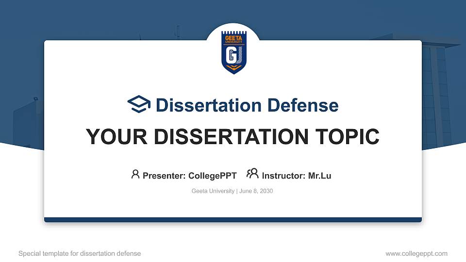 Geeta University Graduation Thesis Defense PPT Template16:9 ratio PPT effect preview image