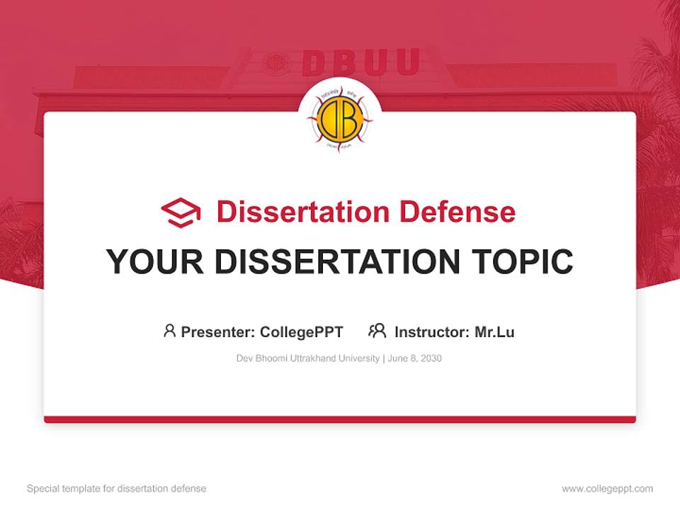 Dev Bhoomi Uttrakhand University Graduation Thesis Defense PPT Template4:3 ratio PPT effect preview image7