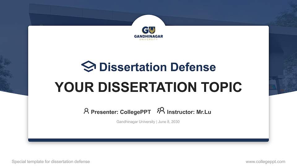 Gandhinagar University Graduation Thesis Defense PPT Template16:9 ratio PPT effect preview image