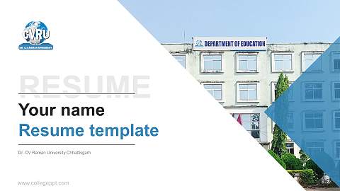 Dr. CV Raman University Chhattisgarh Resume PPT Template
