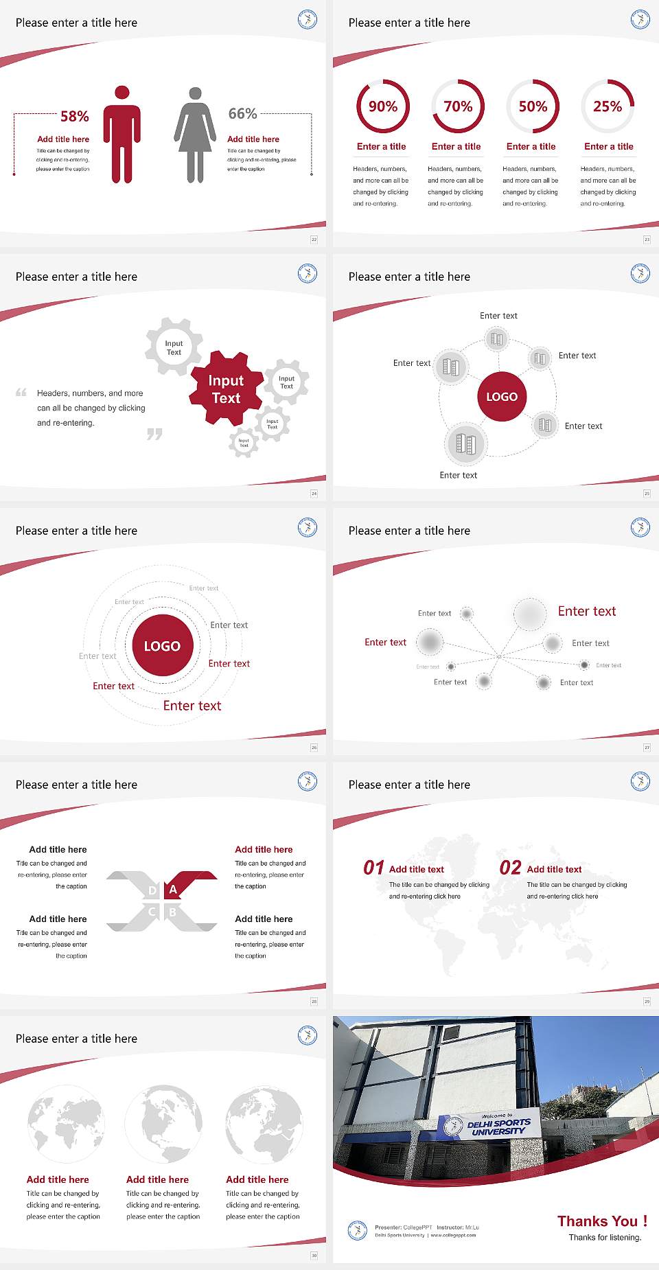 Delhi Sports University Course/Courseware Creation PPT Template4:3 ratio PPT effect preview image4