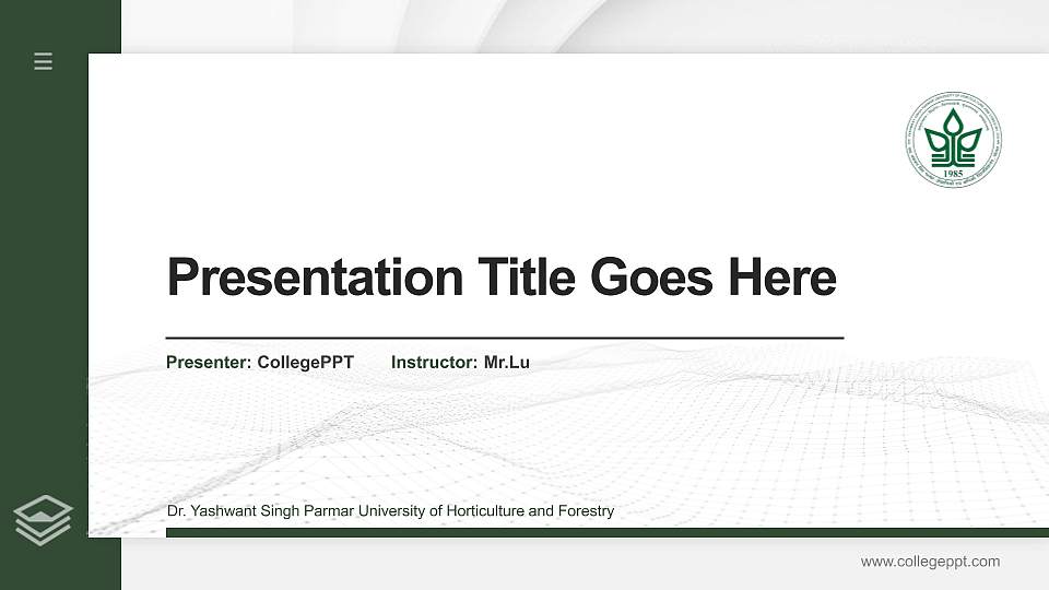 Dr. Yashwant Singh Parmar University of Horticulture and Forestry Thesis Proposal/Graduation Defense PPT Template16:9 ratio PPT effect preview image