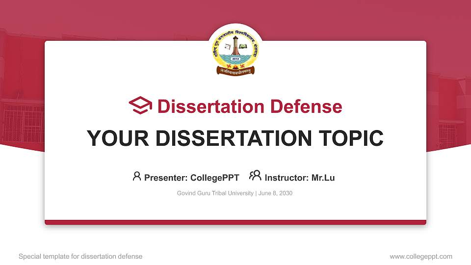 Govind Guru Tribal University Graduation Thesis Defense PPT Template16:9 ratio PPT effect preview image