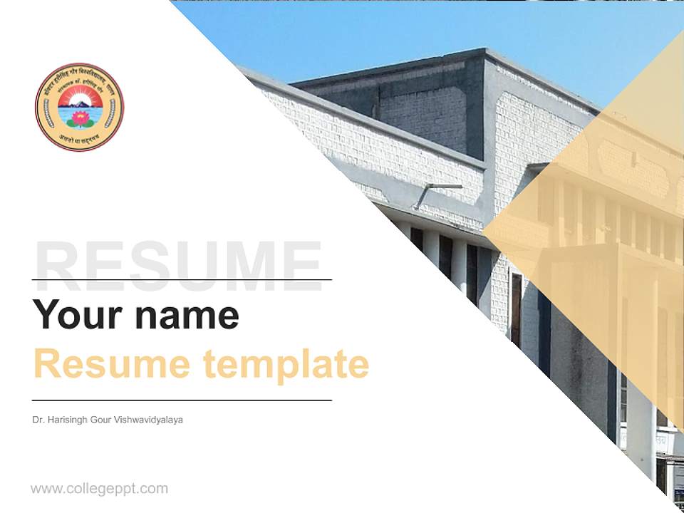 Dr. Harisingh Gour Vishwavidyalaya Resume PPT Template4:3 ratio PPT effect preview image5