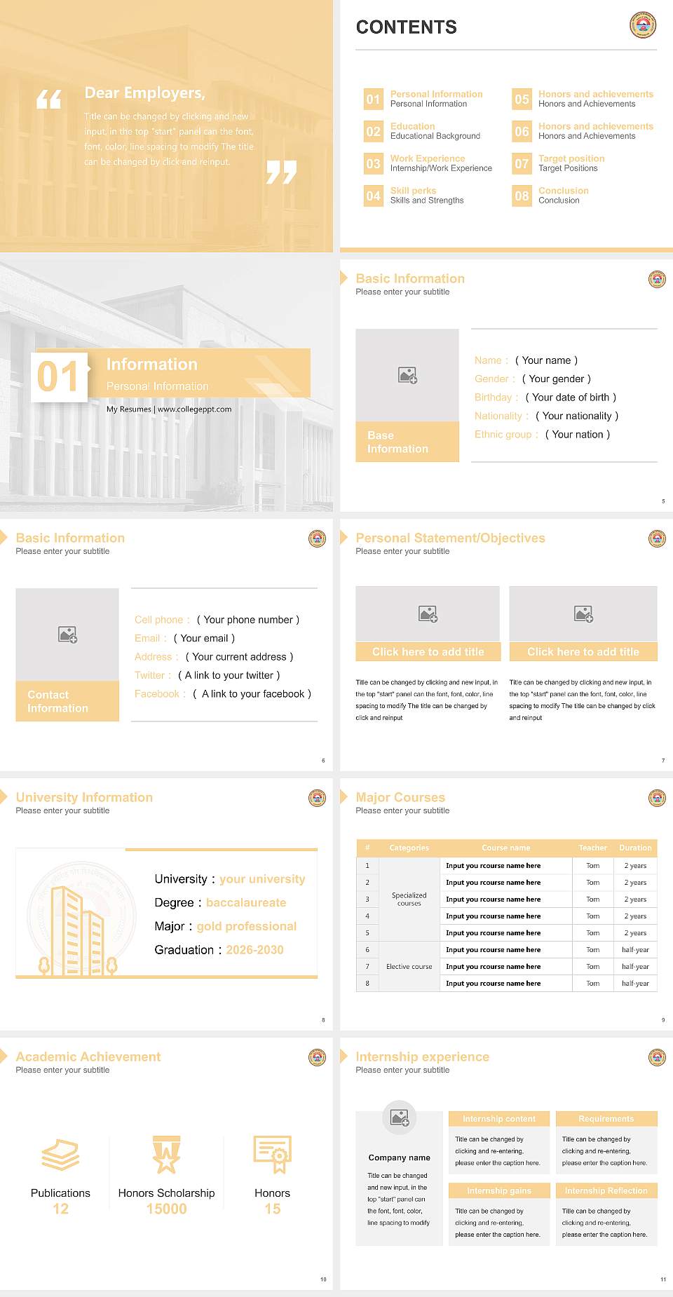 Dr. Harisingh Gour Vishwavidyalaya Resume PPT Template4:3 ratio PPT effect preview image2
