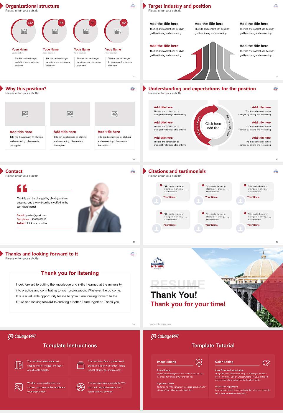 Dr. Vishwanath Karad MIT World Peace University Resume PPT Template16:9 ratio PPT effect preview image4