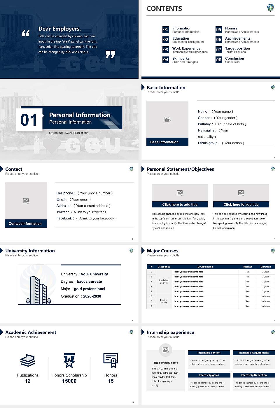 Gokul Global University Resume PPT Template16:9 ratio PPT effect preview image2