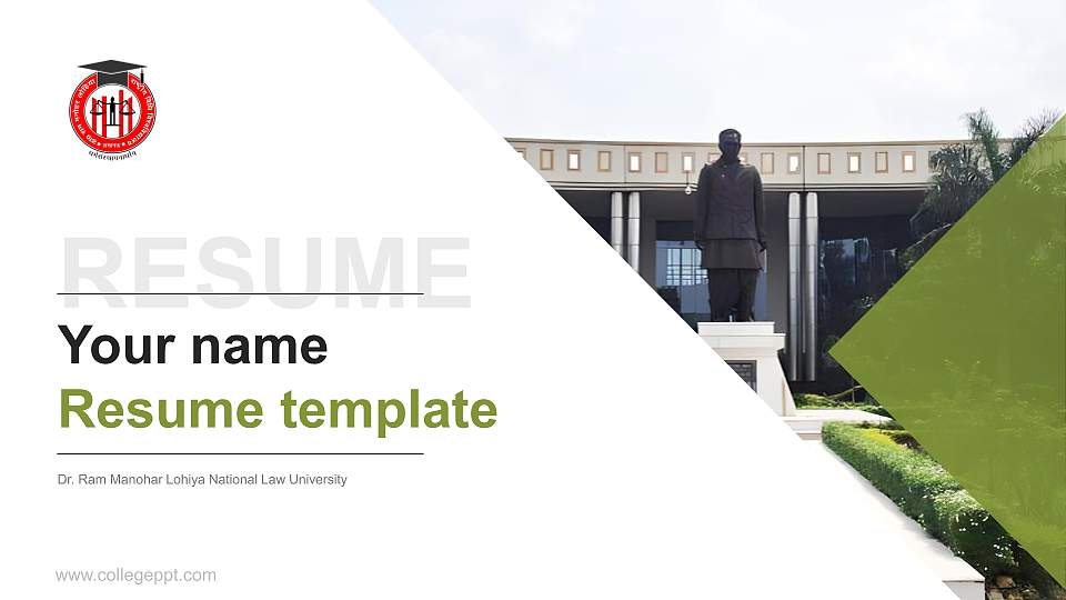 Dr. Ram Manohar Lohiya National Law University Resume PPT Template16:9 ratio PPT effect preview image