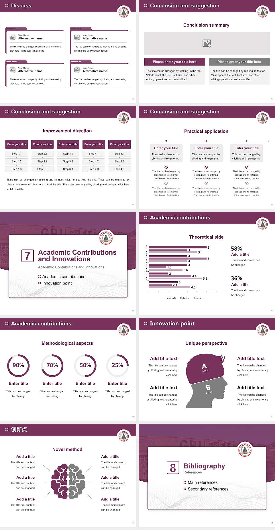 Gautam Buddha University Graduation Thesis Defense PPT Template4:3 ratio PPT effect preview image6