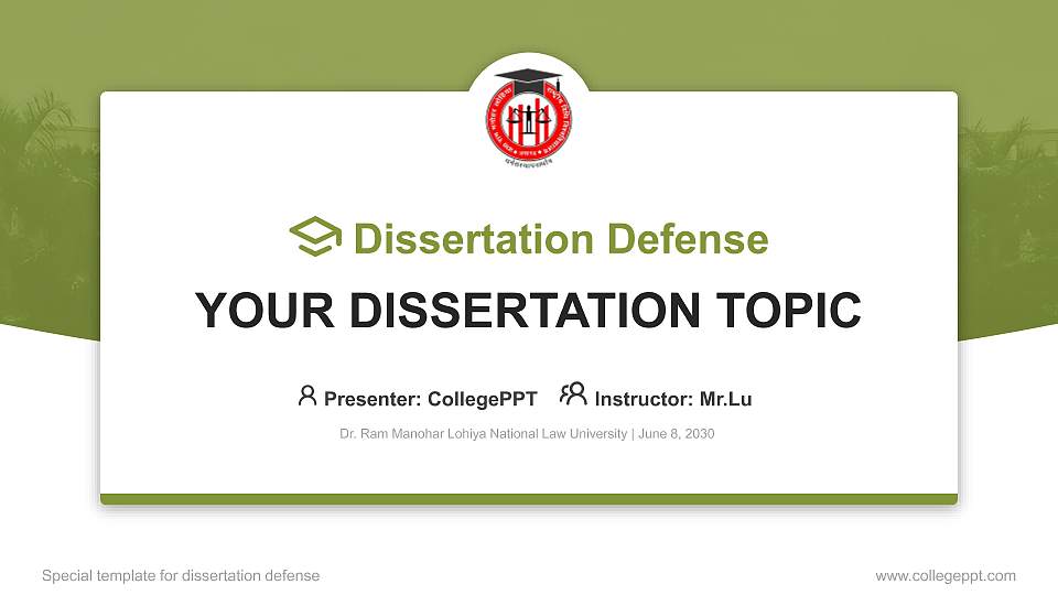 Dr. Ram Manohar Lohiya National Law University Graduation Thesis Defense PPT Template16:9 ratio PPT effect preview image