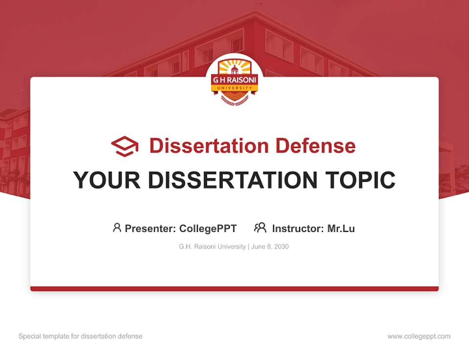 G.H. Raisoni University Graduation Thesis Defense PPT Template4:3 ratio PPT effect preview image7