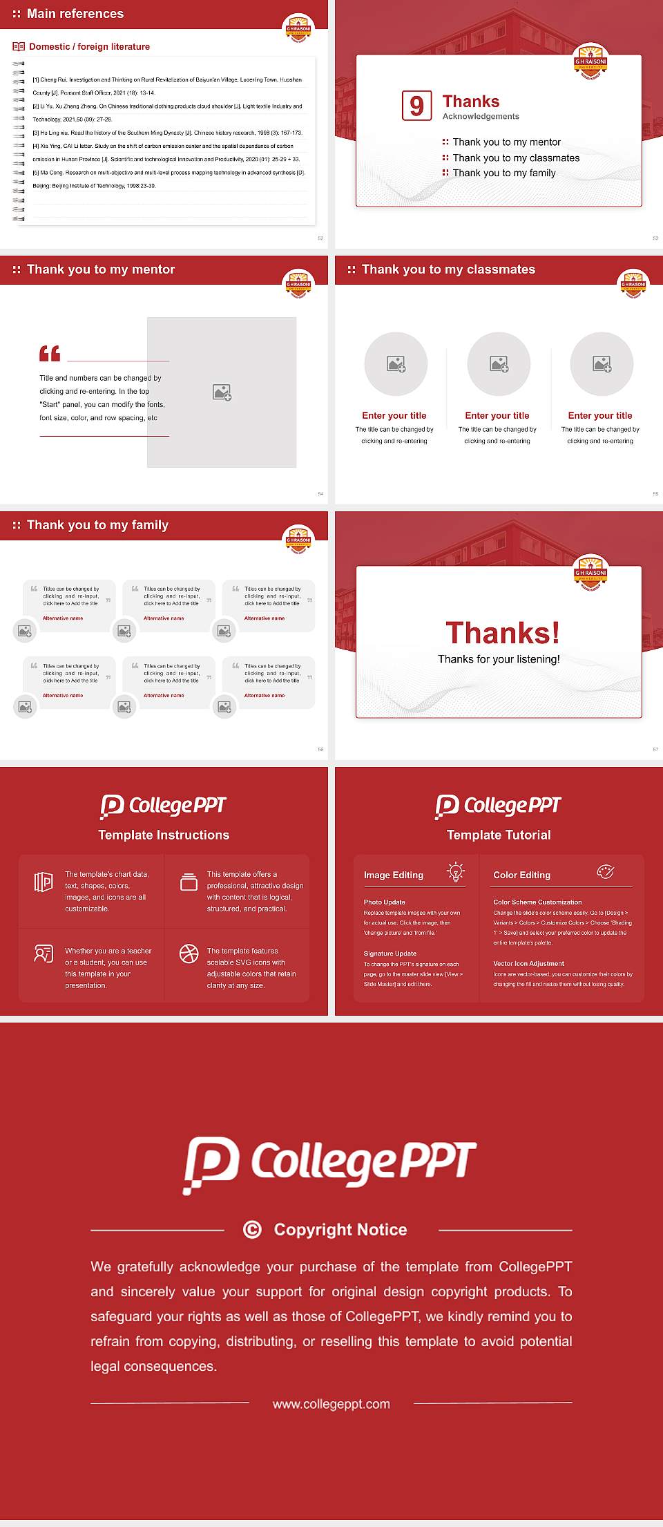G.H. Raisoni University Graduation Thesis Defense PPT Template4:3 ratio PPT effect preview image7