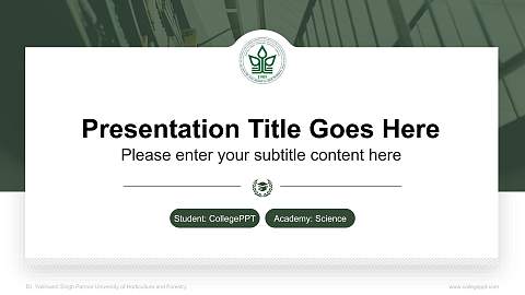Dr. Yashwant Singh Parmar University of Horticulture and Forestry National Scholarship Defense PPT Template