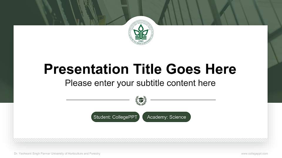 Dr. Yashwant Singh Parmar University of Horticulture and Forestry National Scholarship Defense PPT Template16:9 ratio PPT effect preview image