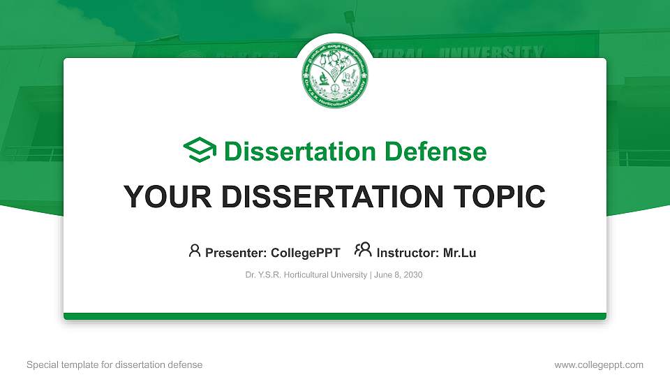 Dr. Y.S.R. Horticultural University Graduation Thesis Defense PPT Template16:9 ratio PPT effect preview image