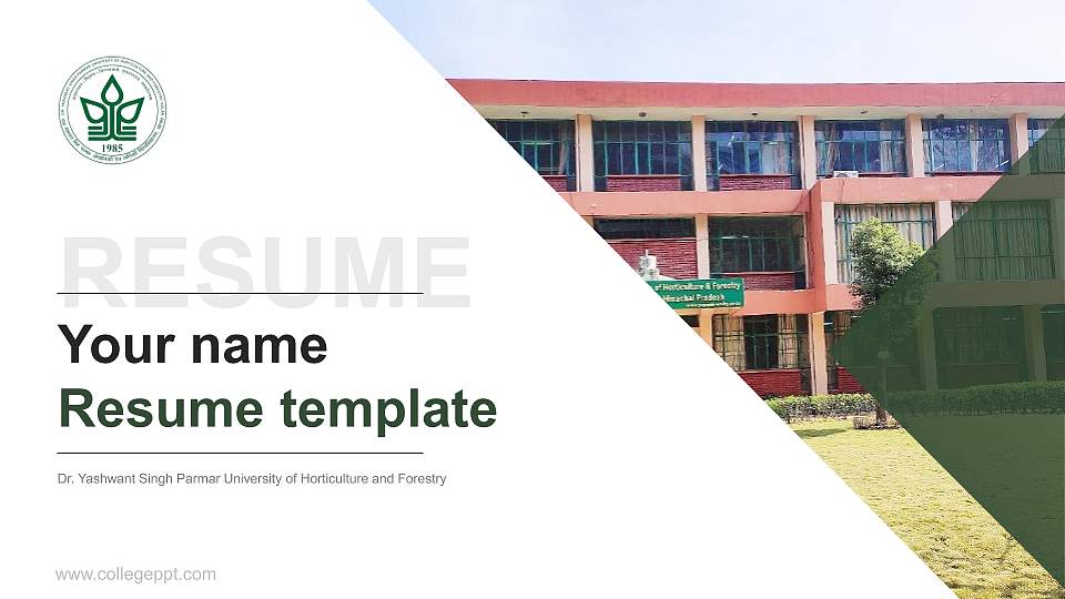 Dr. Yashwant Singh Parmar University of Horticulture and Forestry Resume PPT Template16:9 ratio PPT effect preview image