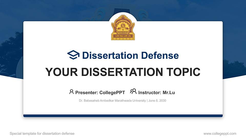 Dr. Babasaheb Ambedkar Marathwada University Graduation Thesis Defense PPT Template16:9 ratio PPT effect preview image