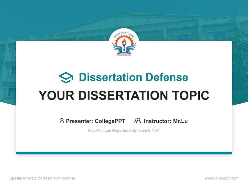 Gopal Narayan Singh University Graduation Thesis Defense PPT Template4:3 ratio PPT effect preview image7