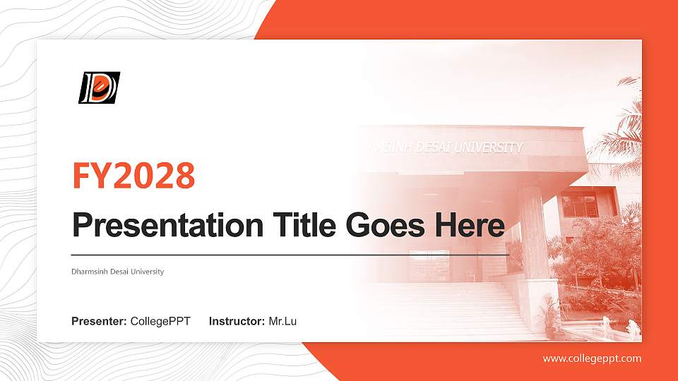 Dharmsinh Desai University Academic Presentation/Research Findings Report PPT Template16:9 ratio PPT effect preview image