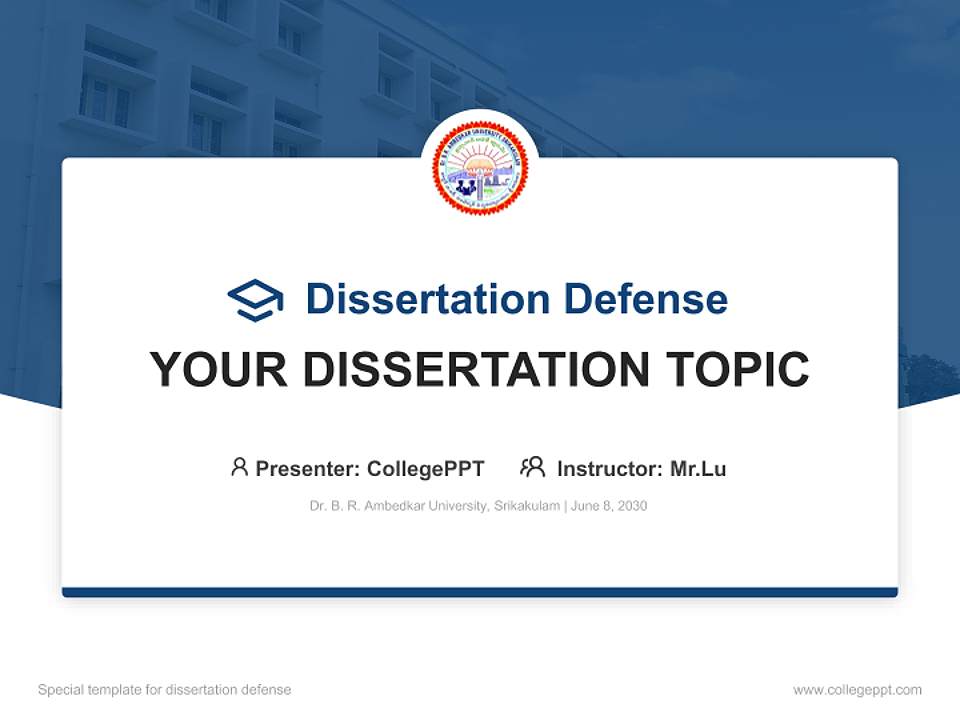 Dr. B. R. Ambedkar University, Srikakulam Graduation Thesis Defense PPT Template4:3 ratio PPT effect preview image7