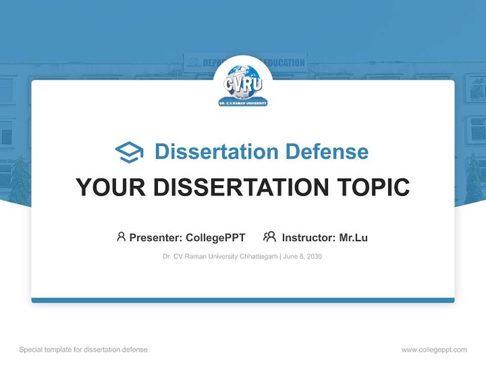 Dr. CV Raman University Chhattisgarh Graduation Thesis Defense PPT Template4:3 ratio PPT effect preview image7