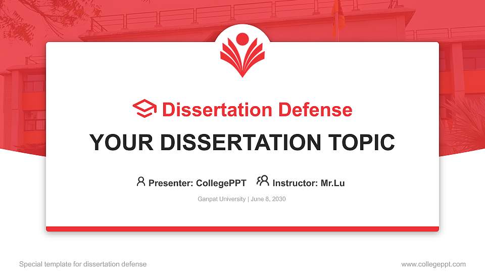 Ganpat University Graduation Thesis Defense PPT Template16:9 ratio PPT effect preview image1