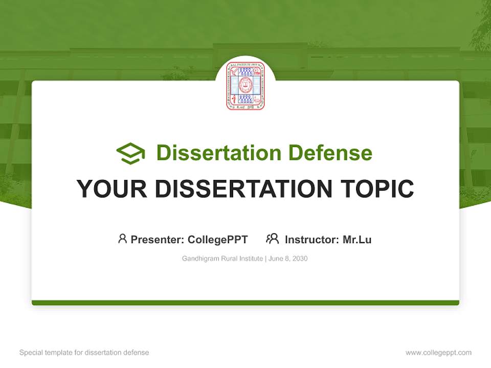Gandhigram Rural Institute Graduation Thesis Defense PPT Template4:3 ratio PPT effect preview image7