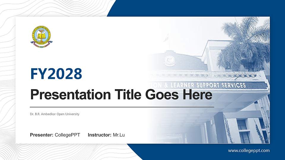 Dr. B.R. Ambedkar Open University Academic Presentation/Research Findings Report PPT Template16:9 ratio PPT effect preview image