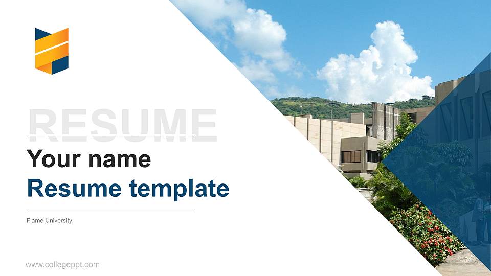 Flame University Resume PPT Template16:9 ratio PPT effect preview image