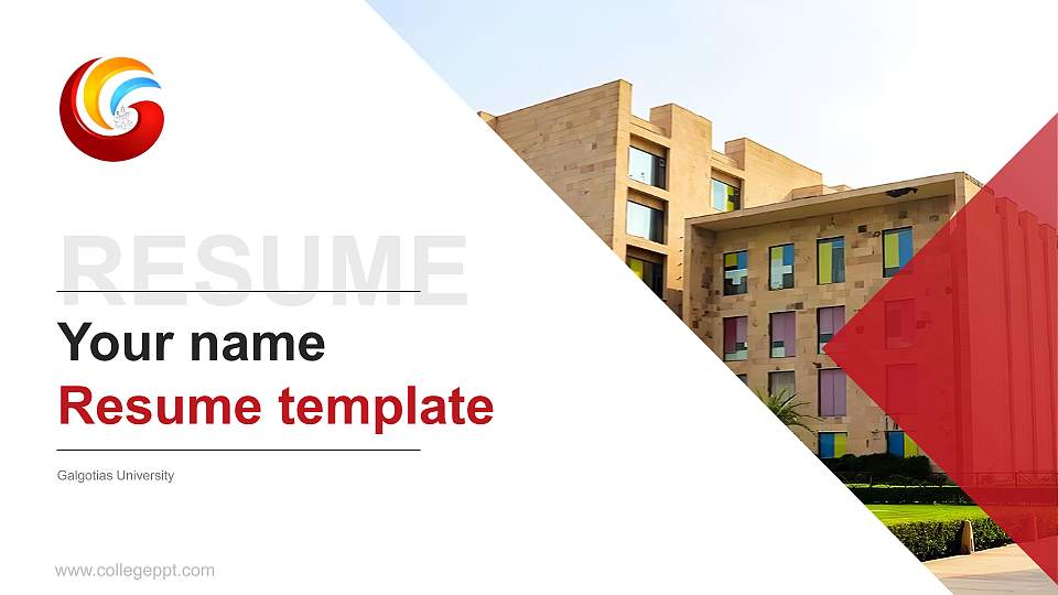 Galgotias University Resume PPT Template16:9 ratio PPT effect preview image